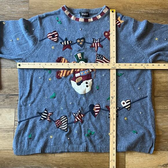 VTG Designer Originals Studio Joy Holiday Snowman Sweater XL Rustic Country Xmas - Picture 6 of 6